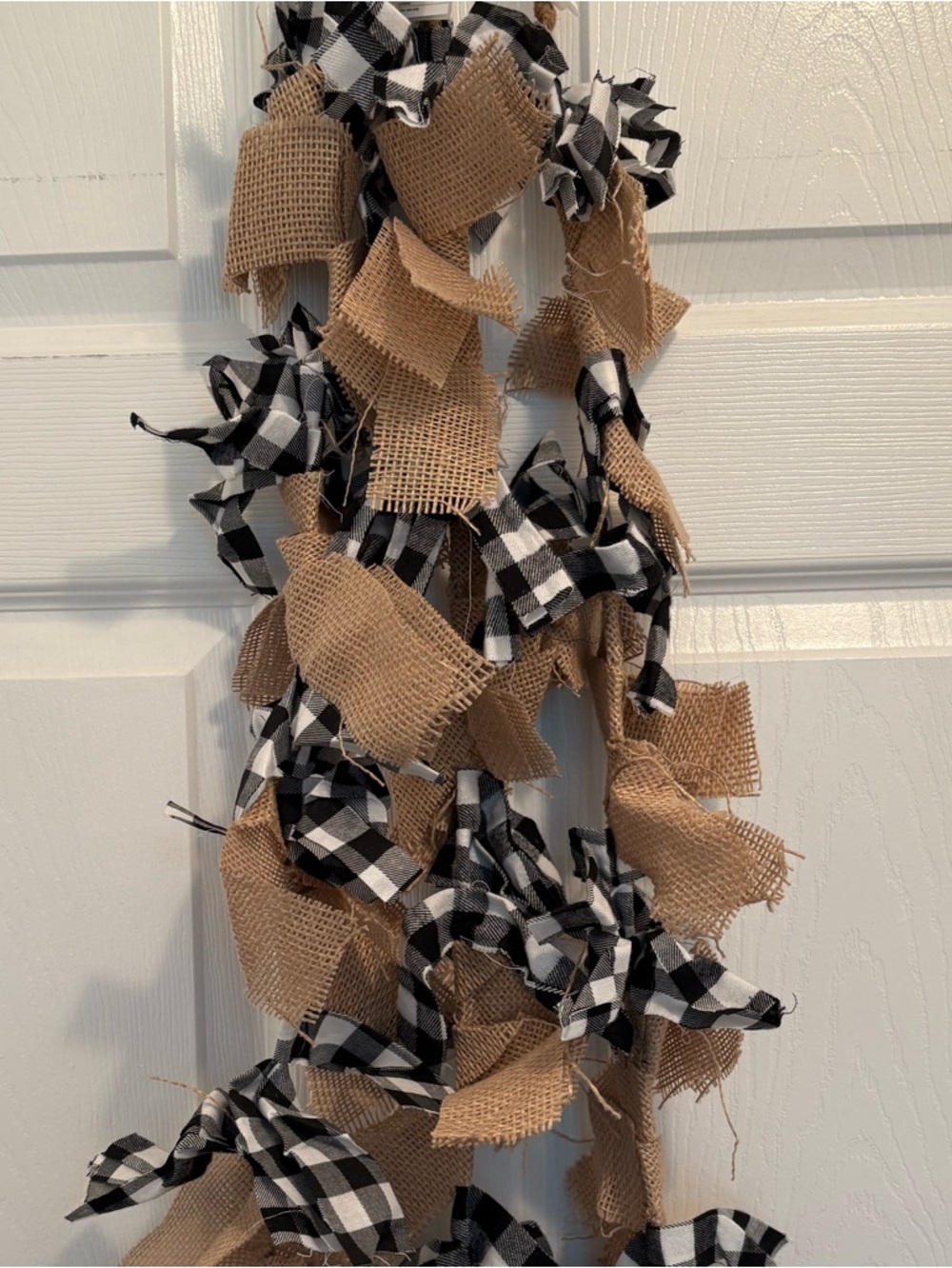 Three Black & White Buffalo Check and Burlap Garlands 70” - Picture 3 of 4